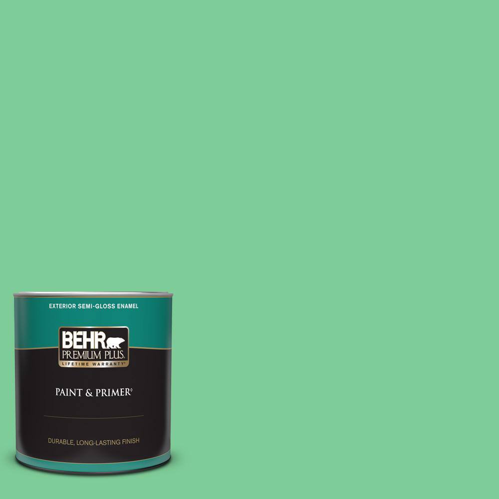 BEHR PREMIUM PLUS 1 qt. #460B-4 Garden Glow Semi-Gloss Enamel Exterior Paint & Primer