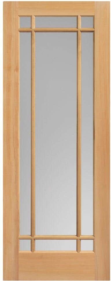 Masonite 30 in. x 84 in. Prairie Unfinished Fir Veneer 9-Lite Solid Wood Interior Barn Door Slab