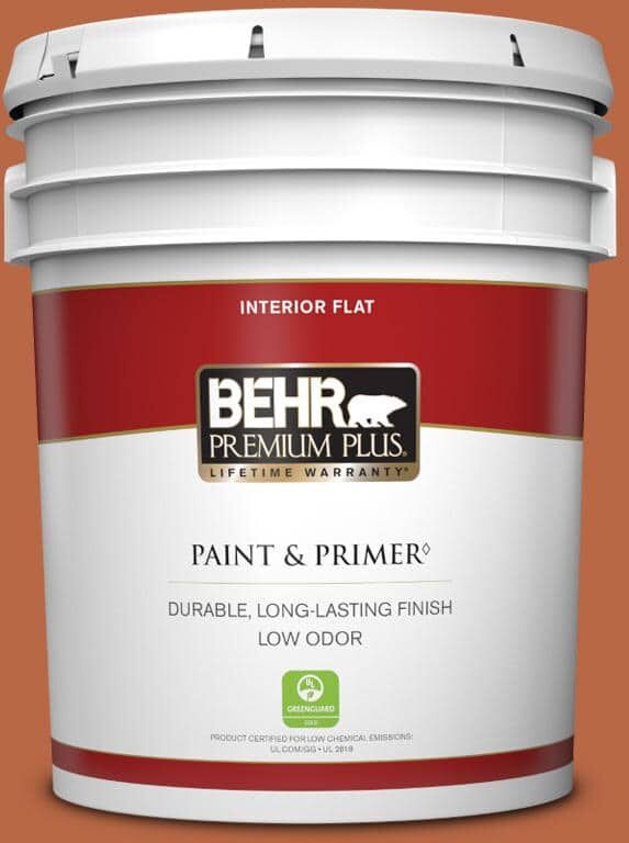 BEHR PREMIUM PLUS 5 gal. Home Decorators Collection #HDC-FL15-01 Pumpkin Drizzle Flat Low Odor Interior Paint & Primer