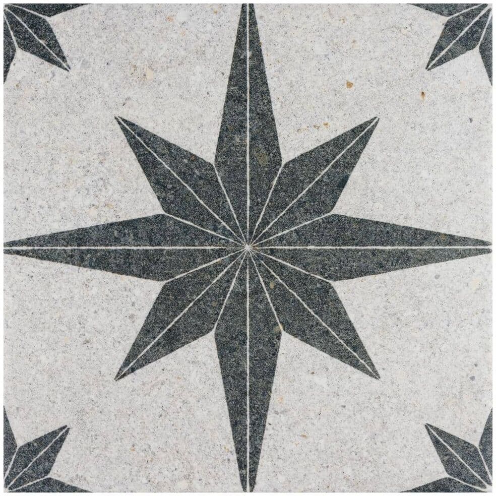 Merola Tile Compass Star White Stone 8 in. x 8 in. Porcelain Floor and Wall Tile (11.5 sq. ft./Case)