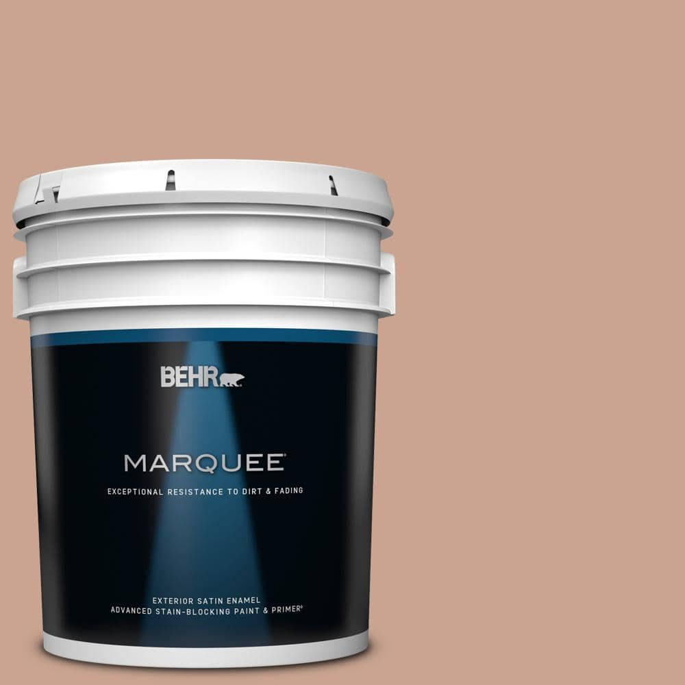 BEHR MARQUEE 5 gal. #220F-4 Sombrero Tan Satin Enamel Exterior Paint & Primer