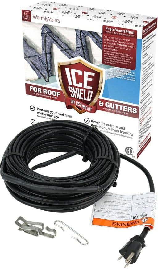 WarmlyYours Ice Shield Roof and Gutter Deicing Cable Kit, Plug-in, 120V (80 Ft)