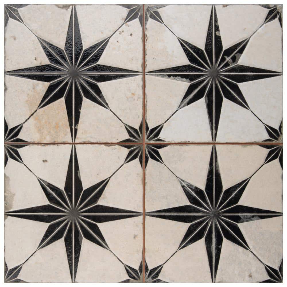 Merola Tile Kings Star Luxe Nero 17-5/8 in. x 17-5/8 in. Ceramic Floor and Wall Tile (10.95 sq. ft./Case)