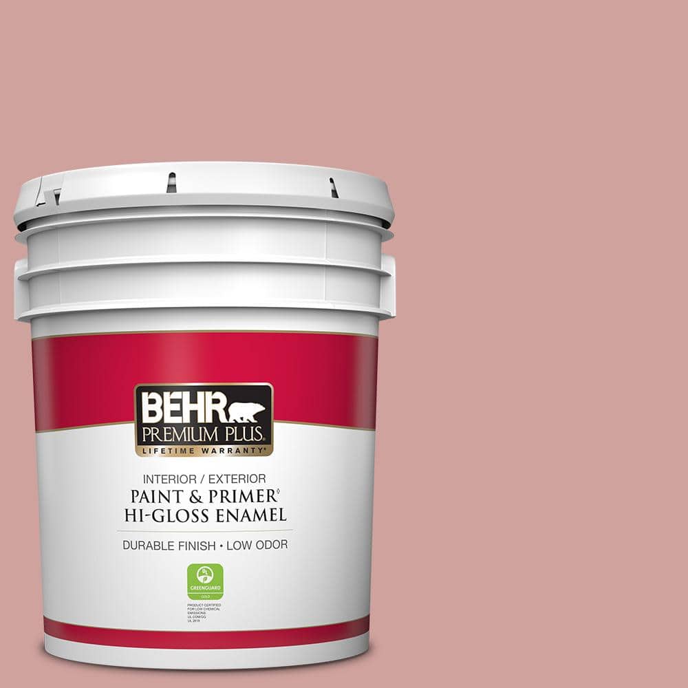 BEHR PREMIUM PLUS 5 gal. #S150-3 Rose Pottery Hi-Gloss Enamel Interior/Exterior Paint & Primer