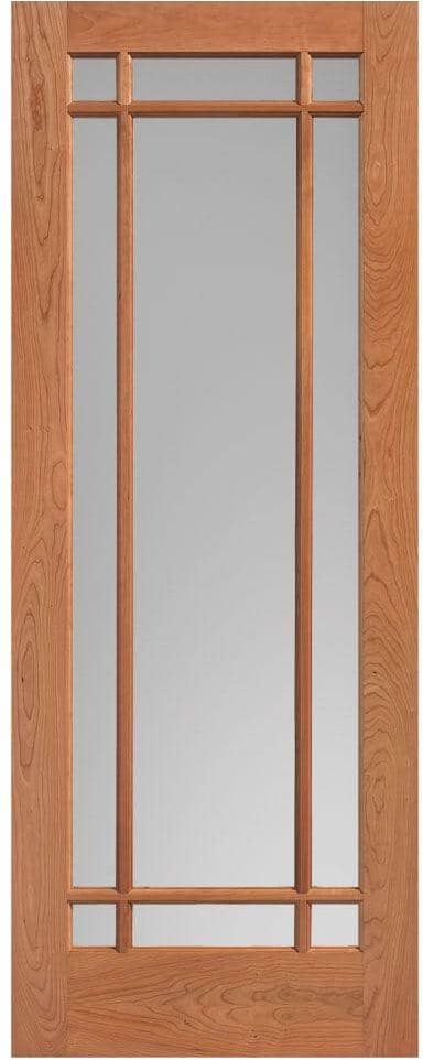 Masonite 30 in. x 84 in. Prairie Cherry Veneer 9-Lite Solid Wood Interior Barn Door Slab