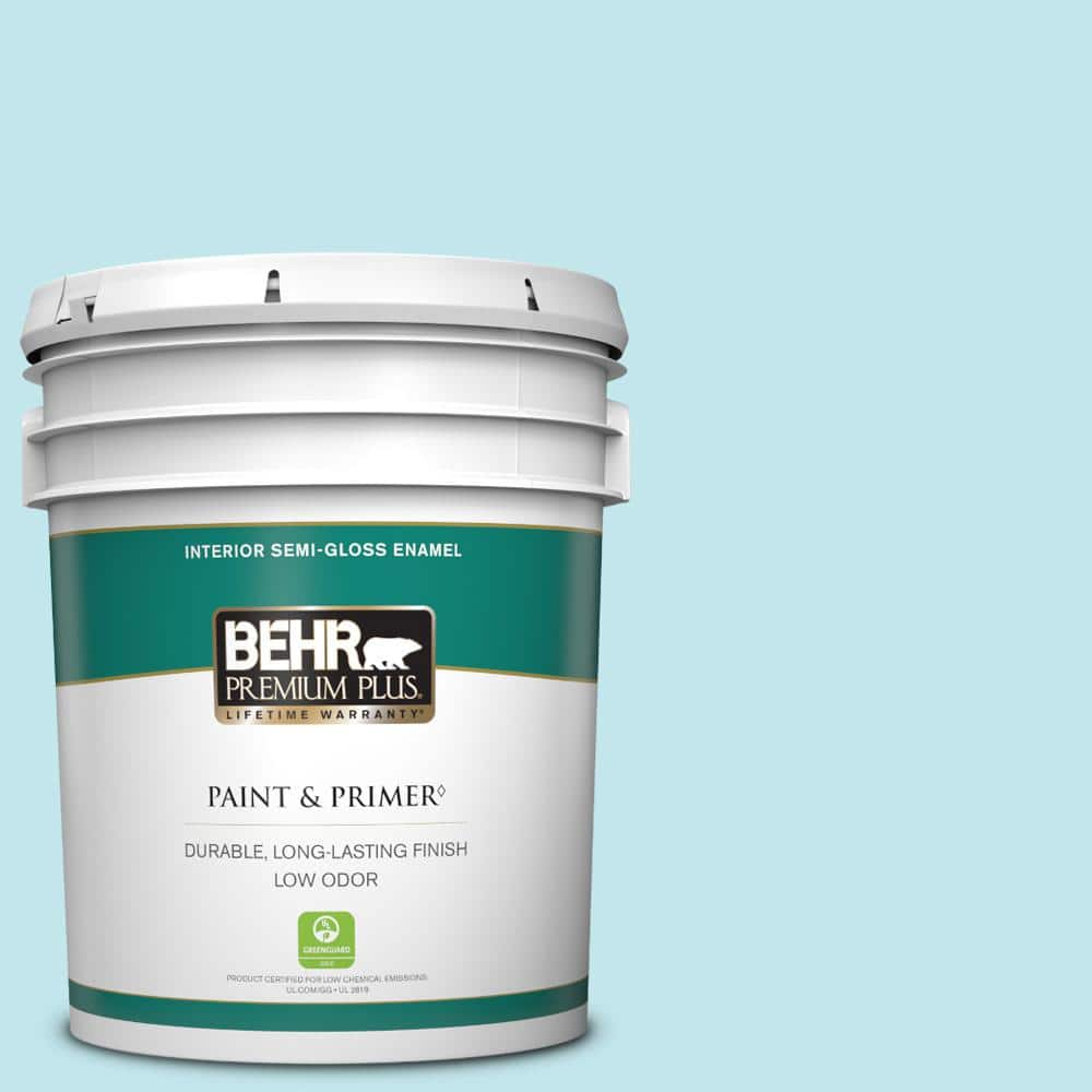 BEHR PREMIUM PLUS 5 gal. #520A-2 Ice Flower Semi-Gloss Enamel Low Odor Interior Paint & Primer