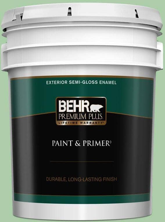 BEHR PREMIUM PLUS 5 gal. #450D-4 Garden Room Semi-Gloss Enamel Exterior Paint & Primer