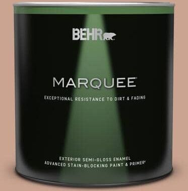 BEHR MARQUEE 1 qt. #220F-4 Sombrero Tan Semi-Gloss Enamel Exterior Paint & Primer