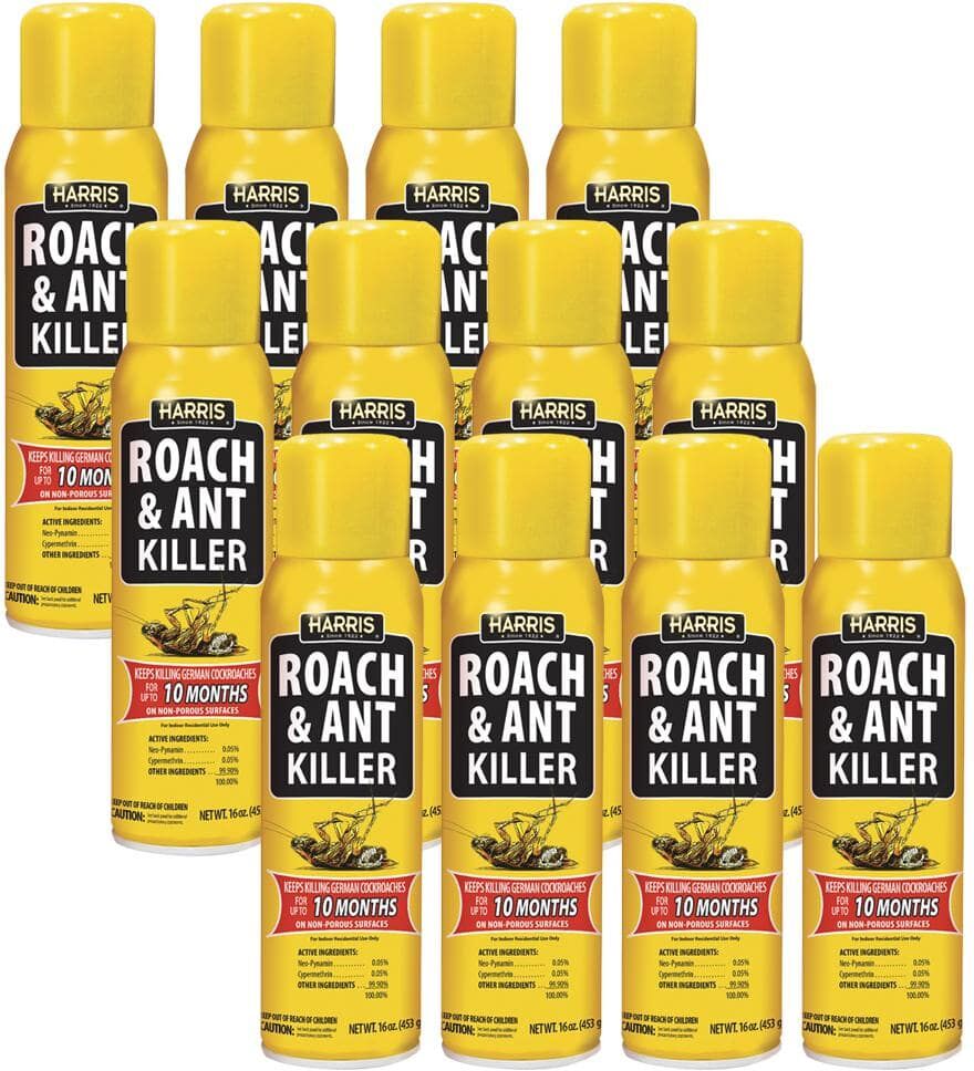 Harris 16 oz. 10-Month Roach and Ant Killer Aerosol Spray (12-Pack)