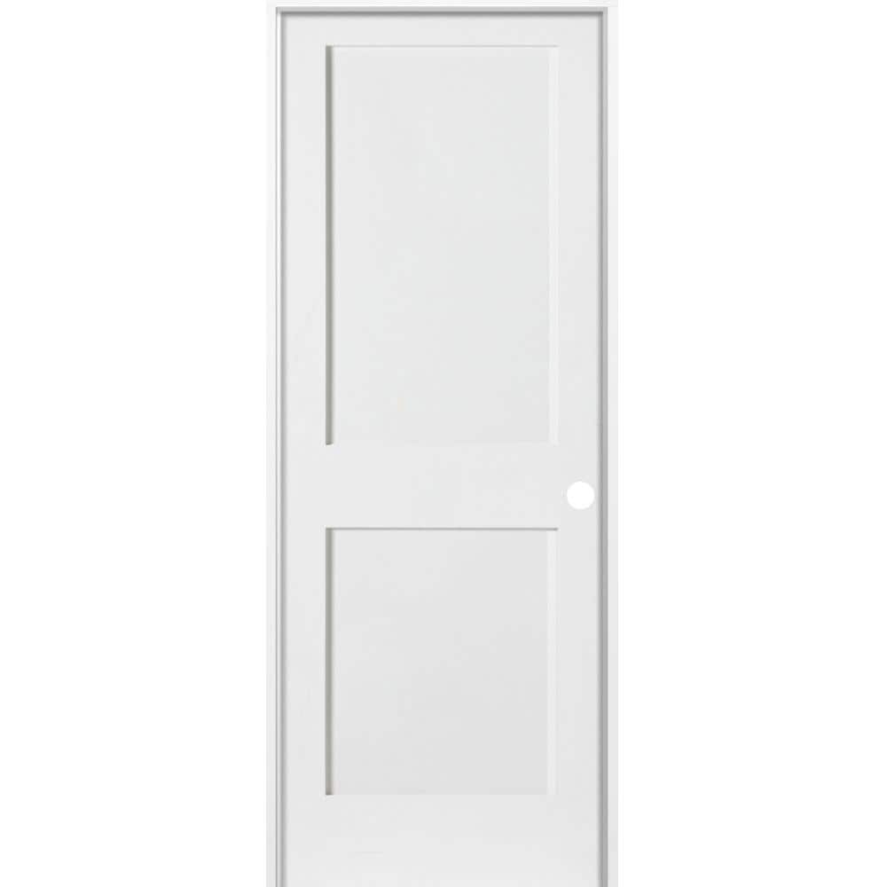 Krosswood Doors 30 in. x 80 in. Craftsman Shaker Primed MDF 2-Panel Left-Hand Wood Single Prehung Interior Door