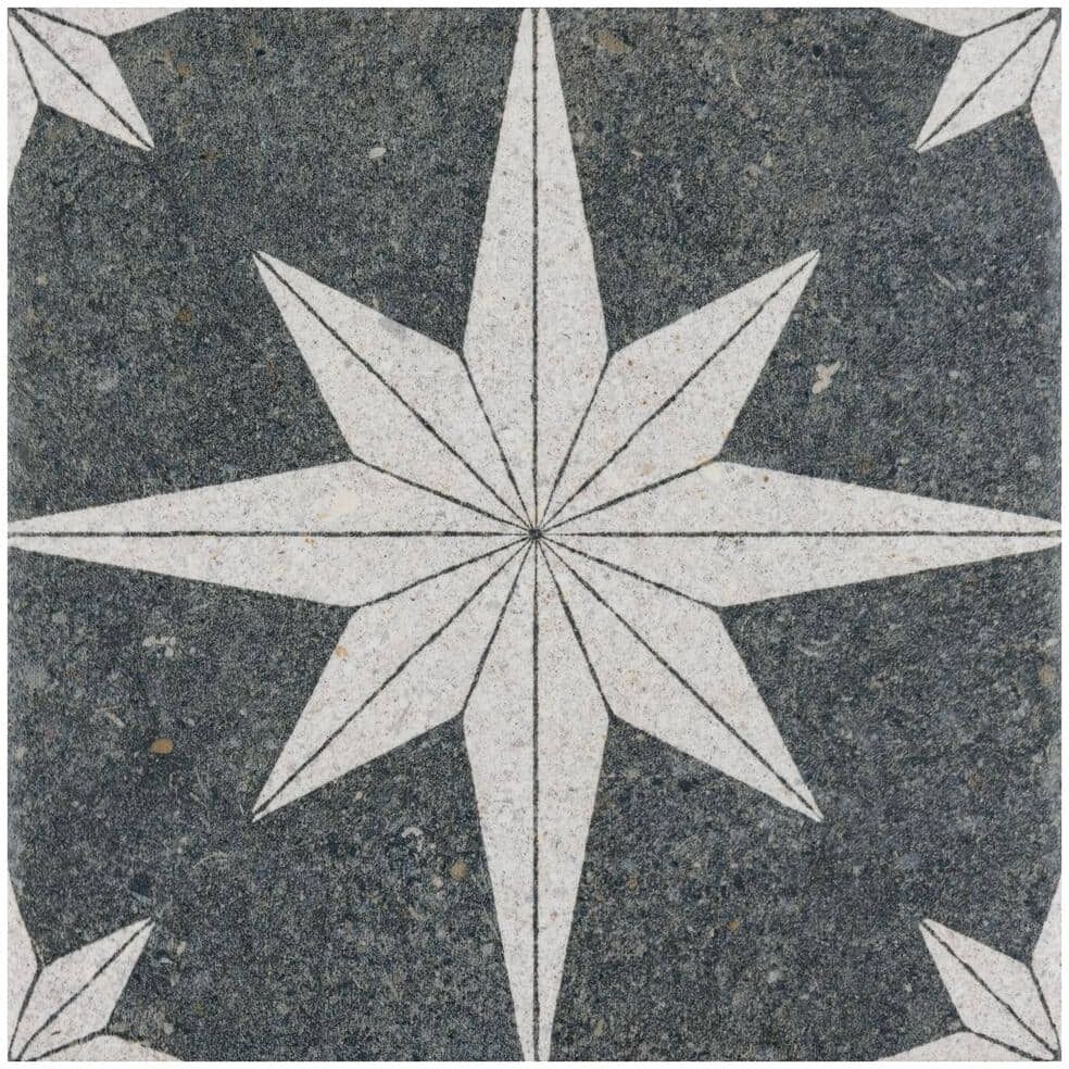 Merola Tile Compass Star Lava Stone 8 in. x 8 in. Porcelain Floor and Wall Tile (11.5 sq. ft./Case)