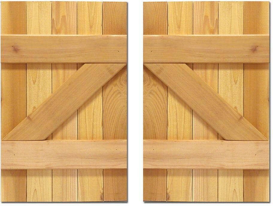 Design Craft MIllworks 15 in. x 25 in. Board-N-Batten Baton Z Shutters Pair Natural Cedar