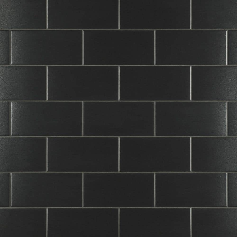 Merola Tile Piscina Brick Nero Brillo 4-3/4 in. x 9-5/8 in. Porcelain Floor and Wall Tile (11.22 sq. ft./Case)