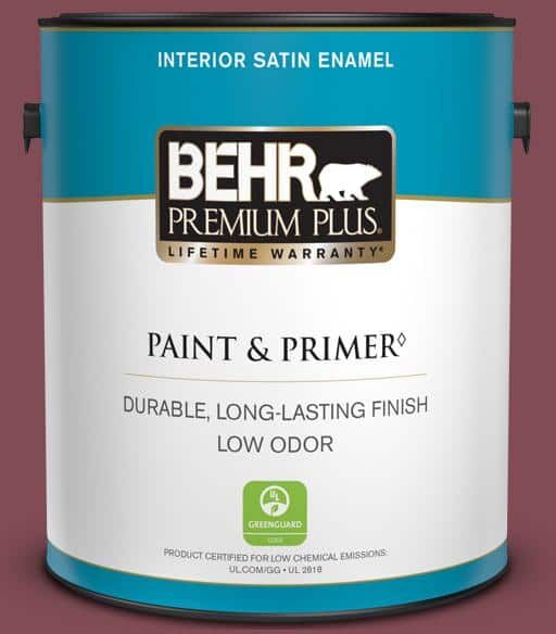 BEHR PREMIUM PLUS 1 gal. Home Decorators Collection #HDC-SP14-11 Rouge Charm Satin Enamel Low Odor Interior Paint & Primer