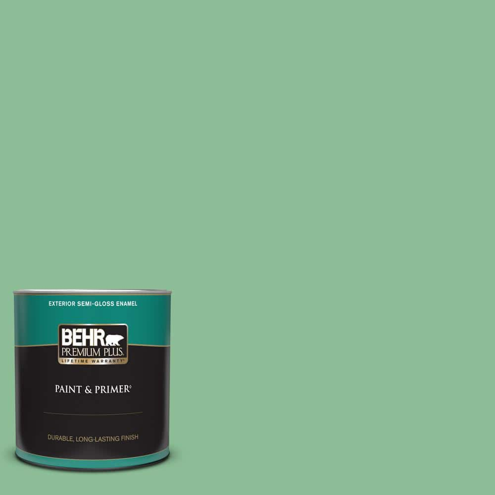 BEHR PREMIUM PLUS 1 qt. #M410-4 Garden Swing Semi-Gloss Enamel Exterior Paint & Primer