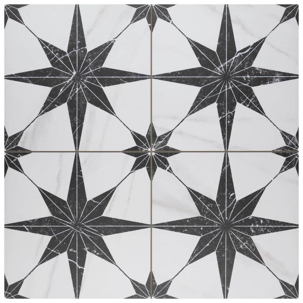 Merola Tile Merzoni Star Marquina 17-7/8 in. x 17-7/8 in. Porcelain Floor and Wall Tile (11.25 sq. ft./Case)