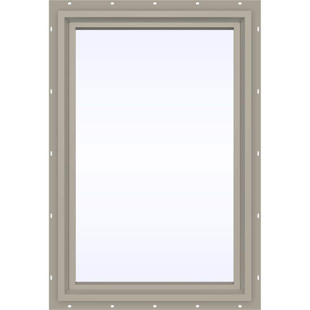 JELD-WEN 23.5 in. x 35.5 in. V-4500 Series Desert Sand Vinyl Picture Window w/ Low-E 366 Glass