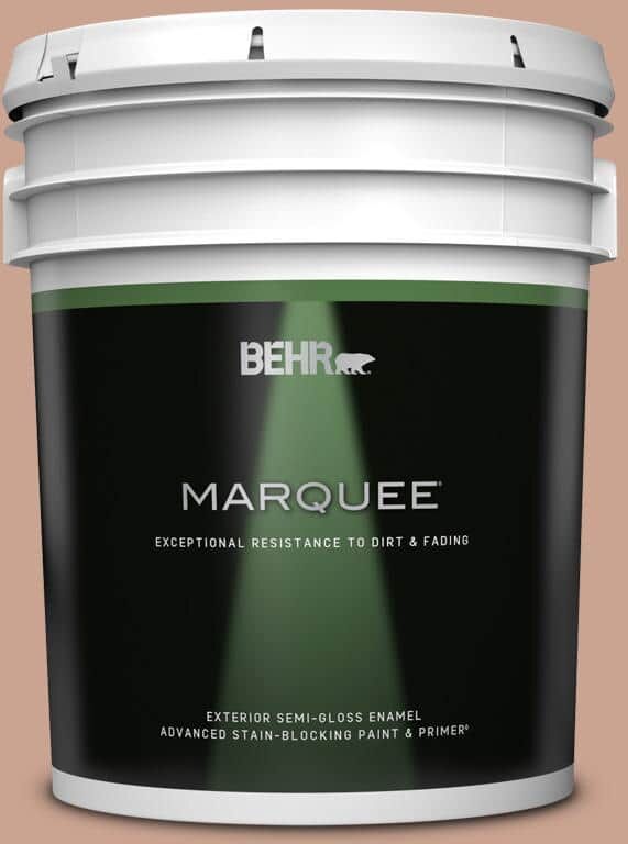 BEHR MARQUEE 5 gal. #220F-4 Sombrero Tan Semi-Gloss Enamel Exterior Paint & Primer