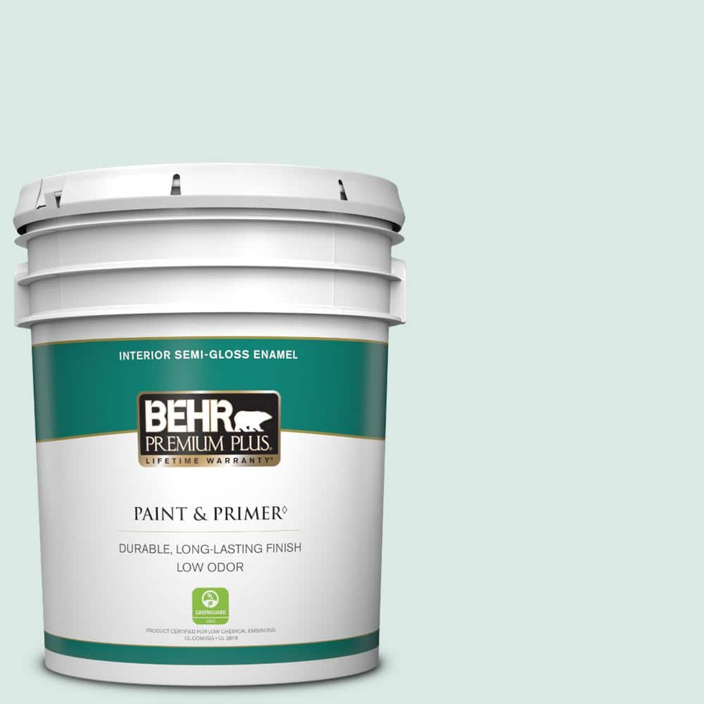 BEHR PREMIUM PLUS 5 gal. Home Decorators Collection #HDC-WR15-5 Arctic Flow Semi-Gloss Enamel Low Odor Interior Paint & Primer