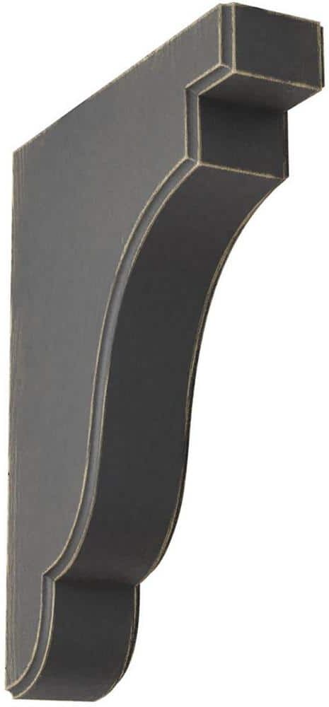 Ekena Millwork 1-3/4 in. x 9-1/2 in. x 7-1/4 in. Black Bedford Wood Vintage Decor Bracket