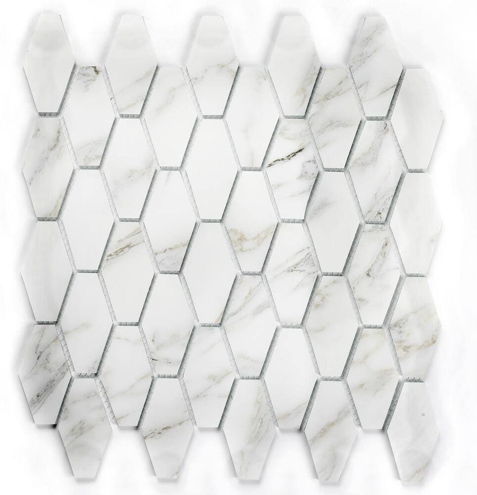 ABOLOS Art Deco Calacatta Gold Hexagon Mosaic 11.29 in. x 11.1 in. Marble Look Glass Decorative Wall Tile (20 sq. ft./Case)