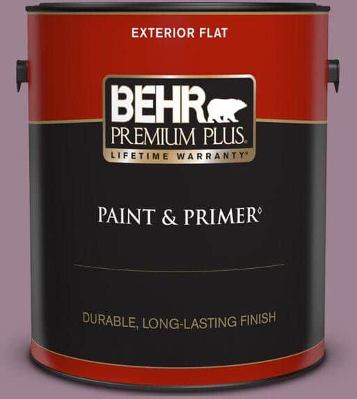 BEHR PREMIUM PLUS 1 gal. #S110-5 Garden Plum Flat Exterior Paint & Primer