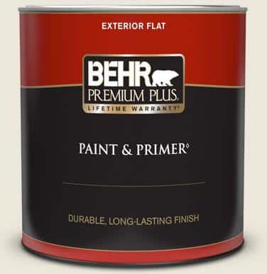 BEHR PREMIUM PLUS 1 Qt. #BXC-32 Picket Fence White Flat Exterior Paint & Primer