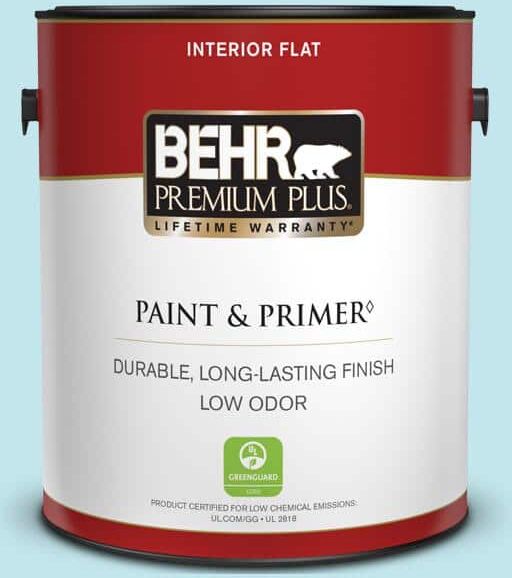 BEHR PREMIUM PLUS 1 gal. #520A-2 Ice Flower Flat Low Odor Interior Paint & Primer