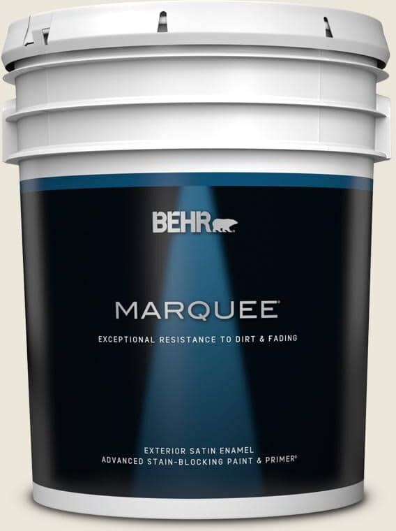 BEHR MARQUEE 5 gal. #BXC-32 Picket Fence White Satin Enamel Exterior Paint & Primer