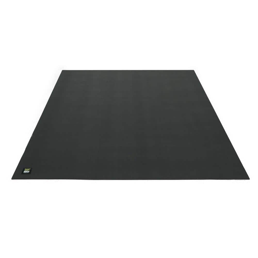 WF ATHLETIC SUPPLY Black 60 in. W x 84 in. L x 7mm T Large Premium Vinyl Gym Flooring Mat Heavy-Duty Workout Mat Covers 35 sq. ft.