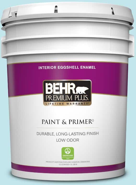 BEHR PREMIUM PLUS 5 gal. #520A-2 Ice Flower Eggshell Enamel Low Odor Interior Paint & Primer