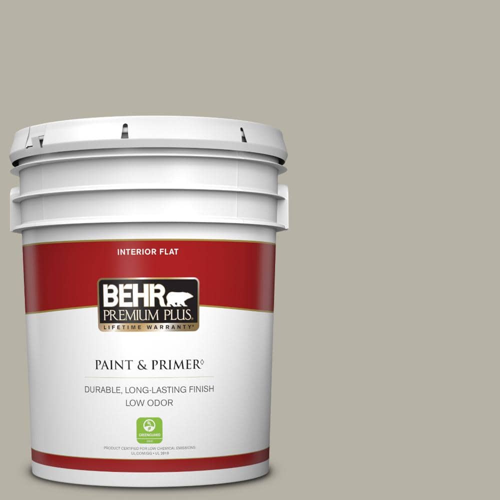 BEHR PREMIUM PLUS 5 gal. Home Decorators Collection #HDC-CL-27G Rushmore Gray Flat Low Odor Interior Paint & Primer