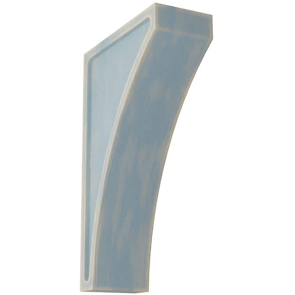 Ekena Millwork 3 in. x 12 in. x 7-1/2 in. Driftwood Blue Extra Large Lawson Wood Vintage Decor Corbel