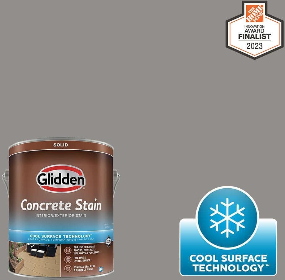 Glidden 1 gal. PPG1002-5 Antique Silver Solid Interior/Exterior Concrete Stain with Cool Surface Technology