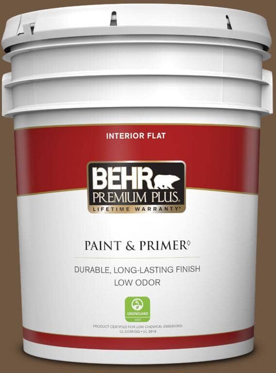 BEHR PREMIUM PLUS 5 gal. Home Decorators Collection #HDC-FL15-04 Cinnamon Crumble Flat Low Odor Interior Paint & Primer