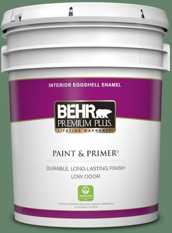 BEHR PREMIUM PLUS 5 gal. #BIC-55 Garden Greenery Eggshell Enamel Low Odor Interior Paint & Primer