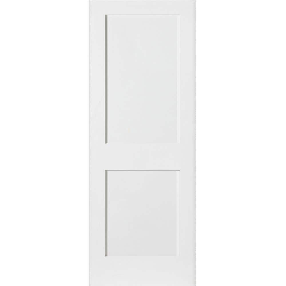 Krosswood Doors 32 in. x 80 in. Craftsman Shaker 2-Panel Primed Solid Core MDF Wood Interior Door Slab