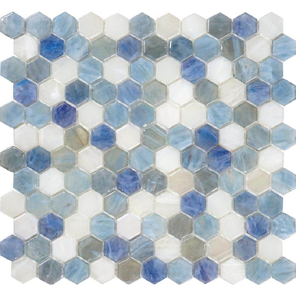 Apollo Tile 10.8 in. x 11.5 in. Light Blue Hexagon Glass Mosaic Floor and Wall Tile (10-Pack) (8.63 sq. ft./Case)