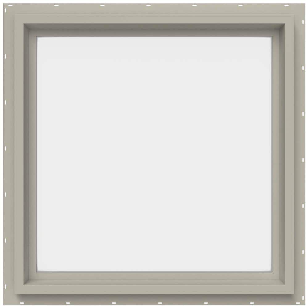 JELD-WEN 23.5 in. x 23.5 in. V-4500 Series Desert Sand Vinyl Picture Window w/ Low-E 366 Glass