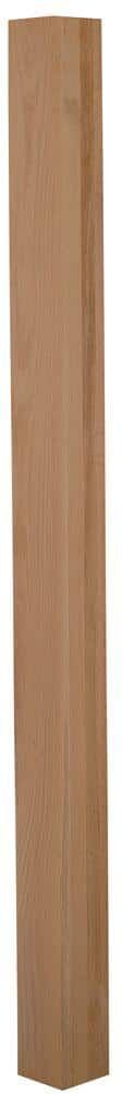 EVERMARK Stair Parts 4000 66 in. x 3 in. Unfinished Red Oak Square Craftsman Solid Core Newel Post for Stair Remodel