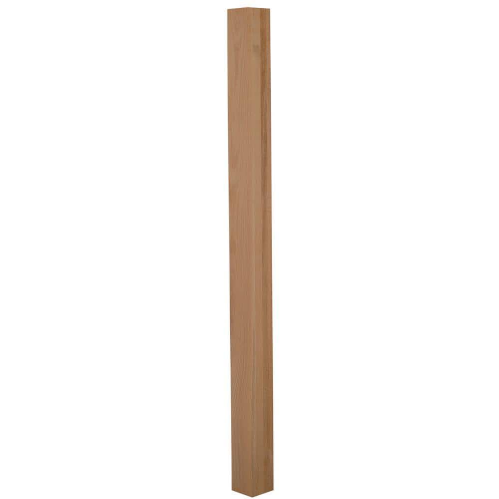 EVERMARK Stair Parts 4001 66 in. x 3-1/2 in. Unfinished Red Oak Square Craftsman Landing Newel Post for Stair Remodel