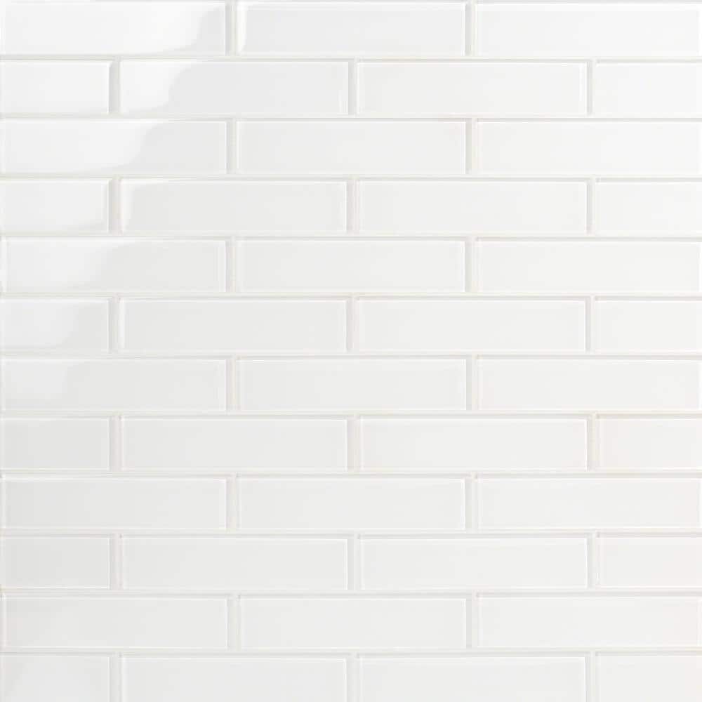 Ivy Hill Tile Contempo Super White 2 in. x 8 in. x 8mm Polished Glass Floor and Wall Tile (36 pieces 4 sq.ft./Box)