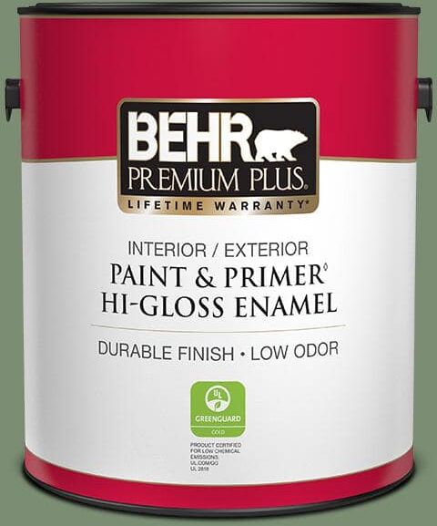 BEHR PREMIUM PLUS 1 gal. #PPU11-02 Shallot Bulb Hi-Gloss Enamel Interior/Exterior Paint & Primer