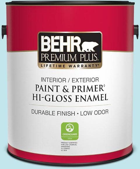 BEHR PREMIUM PLUS 1 gal. #520A-2 Ice Flower Hi-Gloss Enamel Interior/Exterior Paint & Primer