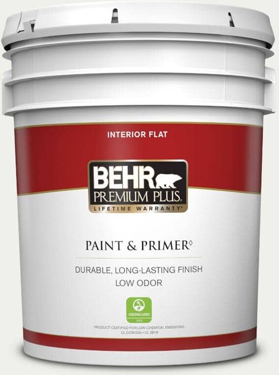 BEHR PREMIUM PLUS 5 gal. #780E-1 Billowy Down Flat Low Odor Interior Paint & Primer