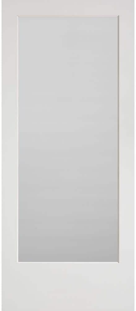 Masonite 36 in. x 84 in. Primed White 1-Lite Frost Solid Wood Interior Barn Door Slab