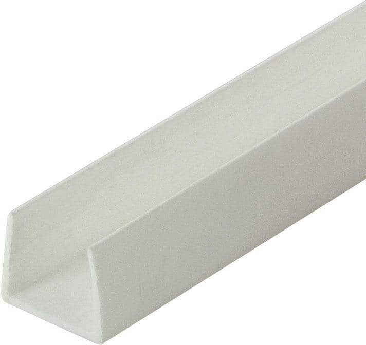 Outwater 1/2 in. D x 1/2 in. W x 36 in. L White Styrene Plastic U-Channel Moulding Fits 1/2 in. Board, (4-Pack)