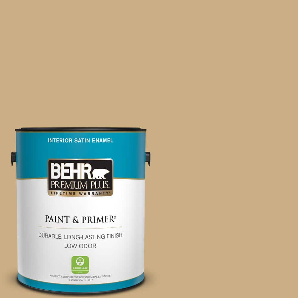 BEHR PREMIUM PLUS 1 gal. #MQ2-13 Harvest Home Satin Enamel Low Odor Interior Paint & Primer