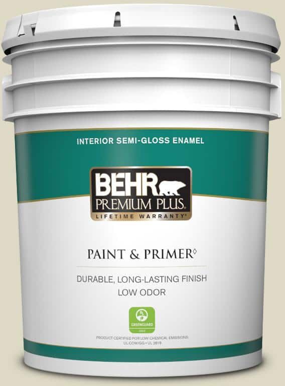 BEHR PREMIUM PLUS 5 gal. Home Decorators Collection #HDC-WR15-1 Zero Degrees Semi-Gloss Enamel Low Odor Interior Paint & Primer