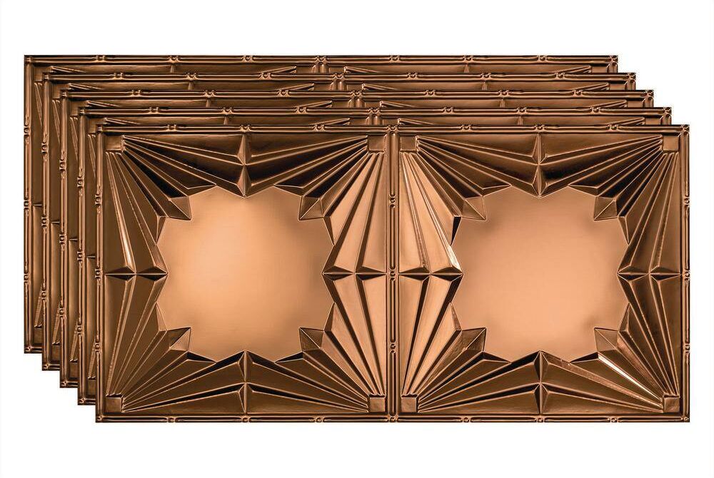 Fasade Art Deco 2 ft. x 4 ft. Glue Up Vinyl Ceiling Tile in Oil Rubbed Bronze (40 sq. ft.)